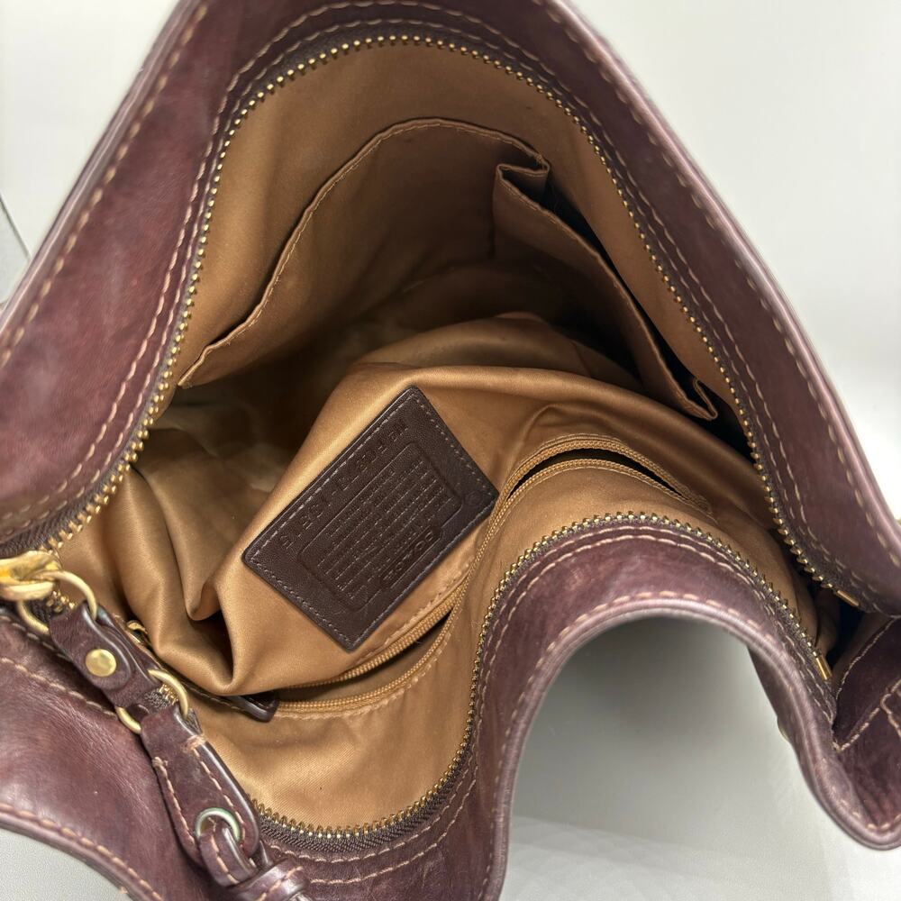 Coach Y2K Vintage Zoe Mosair Brown Patchwork Leather Suede Hobo Shoulder Bag - Picture 12 of 16